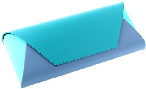 Farbenfrohes Brillenetui aus Kunstleder mit Magnetverschluss in Türkis/Grau