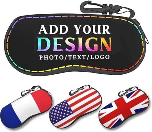 SABANA Custodia per occhiali personalizzata Aggiungi la tua immagine Logo di testo Borsa per occhiali da sole portatile ultraleggera personalizzata con custodia per occhiali personalizzata con clip