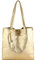 modamoda de - T247 - Ital. Leder Shopper mit herausnehmbarer Innentasche, Farbe:Lightgold Metallic
