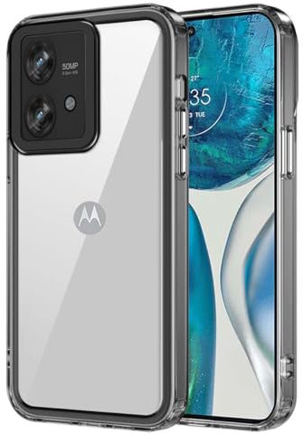 GOKEN Cover per Motorola Edge 40 Neo - Trasparente Custodia con Bordo in Silicone TPU Morbido, Schiena in PC Rigido, Resistente, Antiurto - Case -Bordo nero
