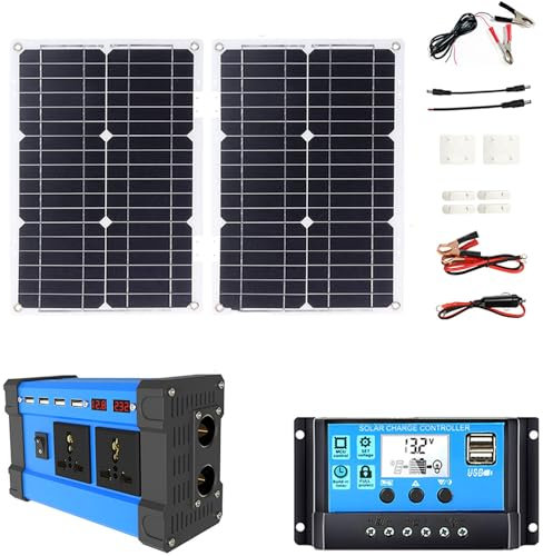 Kit de panel solar, kit completo de panel solar, inversor solar de 4000 W, panel solar impermeable de 18 V/36 W, controlador de 110 V/220 V/30 A con 4 puertos USB y pantalla LED inteligente, 110 V ( S