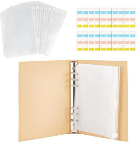 PH PandaHall Stricknadelhalter Etui Set Aufbewahrung von Stricknadeln 1 Stück Retro Kraftpapier Abdeckung 24 Stück Bindertaschen Und 60 Stück Etikettenpapieraufkleber Zum Sortieren, 23x17cm