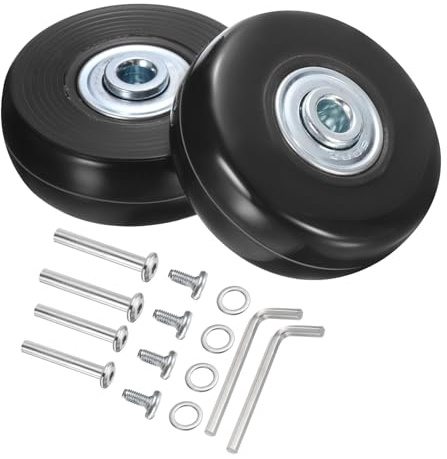 QUARKZMAN Kofferrollen Ersatz 51 x 17 mm/2 x 0.7 Gummi Schwenkrollen mit Kugellager Reparaturset für Koffer Inline Outdoor Skate, Schwarz 2er Set
