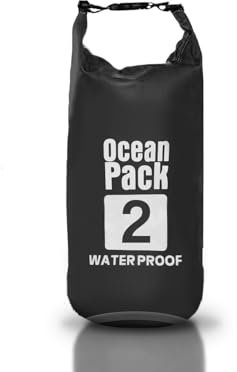 Cable Technologies Wasserdichter Beutel, 2l, Schwarz, Dry Bag mit Rollverschluss und Schultergurt, wasserdichte Handy-Tasche und Gürteltasche für Meer, Boot, Angeln, Rafting, Strand, Wassersport