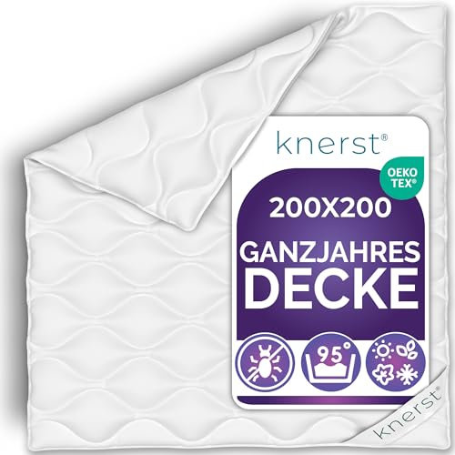 Bettdecke Ganzjahresdecke 200x200 cm - Bettdecke allergikerfreundlich - Decke waschbar - atmungsaktive, temperaturausgleichende Schlafdecke - Farbe: weiß