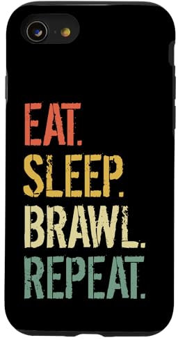 Eat Sleep Brawl Repeat Stars Lustiges Videospiel Hülle für iPhone SE (2020) / 7 / 8
