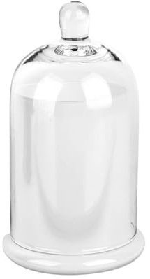 Baoblaze Cloche Glass Dome Candle Holder with Base, Wedding Glass Bell Cover Candle Jar Cup for Candy, Snack Nuts Cake, White