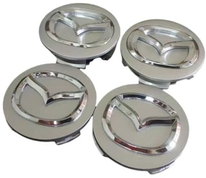 DFVBNH Auto Nabendeckel für Mazda 3 2019-2023, Nabenkappen Radnabenabdeckung Felgenkappen Radnabenkappen Felgendeckel Radnabendeckel ABS Logo Ersetzen Zubehör 4 PCS,Silver-52mm-A