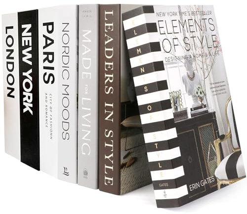 Duscdesp 7 Stück Deko Bücher Set, Mode Dekoratives Buch für Heimdekor, Faltbare Gefälschte Bücher Schwarz und Weiß Regal Dekor Aesthetic, Display Bücher für Couchtisch Büro Coffee Table, Keine Seiten