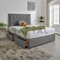 Hf4you Luxury Divan Bed Set in Plush with Chesterfield Bumper Headboard and Memory Sprung Mattress (Grey, 3ft, No Drawers)