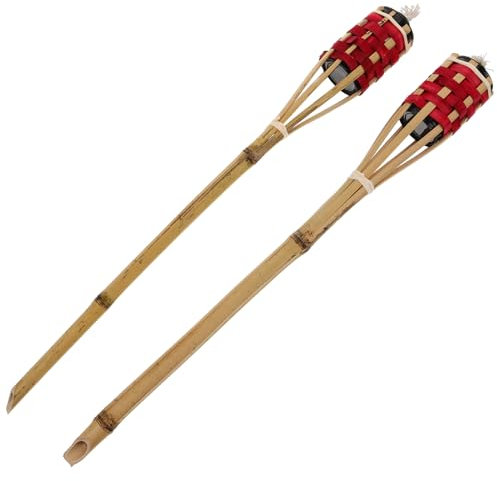 Ciieeo Luau Bamboo, 2Pcs Outdoor Citronellas Torch Large Patio Props for Tropical Wedding Torch Festival Garden Summer Home Patio Decor Red