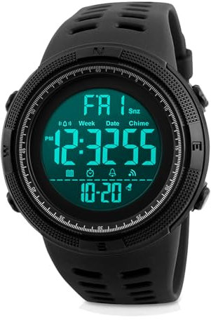 Xumann Mens Digital Watch, Stopwatch Wrist, 50M Waterproof Watch, Outdoor Sports Watch with LED Backlight, Timer, Alarm