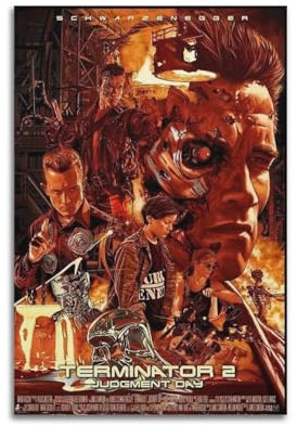 VIGSNTEP Filmposter Terminator 2: Judgment Day, Kunstposter für Hausbau, ästhetische Dekoration, Leinwand, Wandkunst, Schlafzimmerdekoration, 30 x 45 cm, ungerahmt, 14