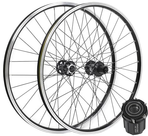 LPYDWZ MTB Fahrrad Radsatz V-Bremse 26/27,5/29 Zoll, Doppelwandige Aluminiumlegierung Hybrid/Fahrradfelge 32 Löcher for 7-12 Gang Kassettenschwungrad 2225G(Black,27.5 inch)