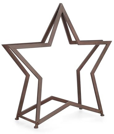 Metal Star Log Holder, Christmas 3D Rust Metal Star Fireplace Accessory, Kindling Wood Storage Unit, Festive Log Storage Unit, Star Shaped Log Holder, Standing Star Log Wood Basket, Wood Holder