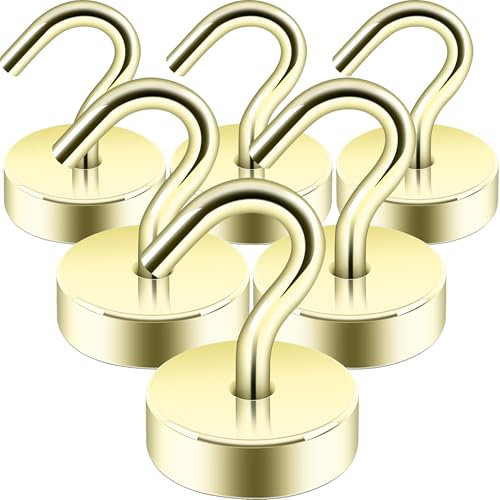 Neosmuk Magnetic Hooks, Cruise Ship Essentials, 40lb+ Heavy Duty Magnetic Hooks for Cruise Cabins, Refrigerator, Grill, Hanging, and Travel | Extra Strong Must-Haves Magnet Hook,Gold