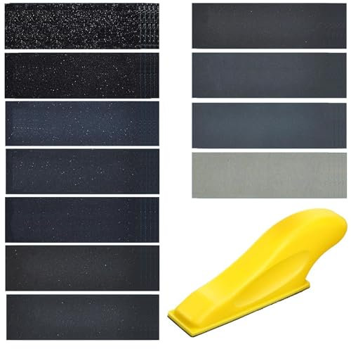Waterproof Sandpaper, 120 To 5000 Grit Wet and Dry Sandpaper, 55PCS Wet and Dry Assorted Sanding Sheets Metal Sandpaper for Automotive Sanding Wood Furniture Finishing