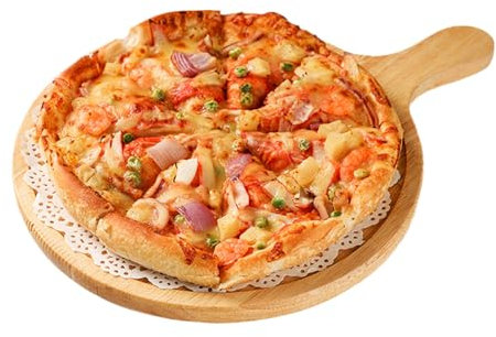 Tabla de cortar redonda de madera con asa circular para hornear pizza, pan, queso, 26 cm