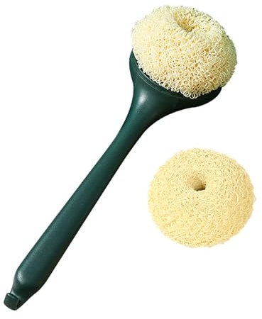 Limpiador de platos de cocina con mango largo, cepillos resistentes para platos, con reemplazo de plástico para limpiar cocina, ollas, sartenes, parrillas (mango largo verde)