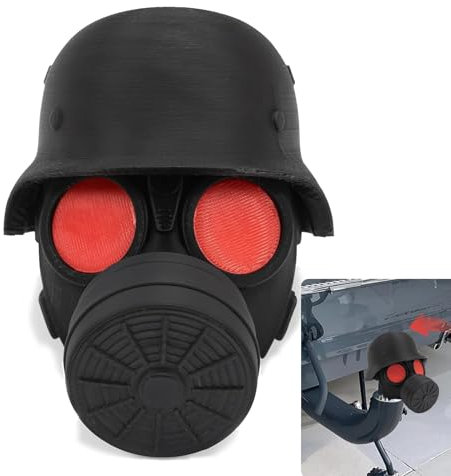 Capuchon de protection pour attelage de remorque, en forme de masque à gaz, en forme de casque, drôle, étanche à la poussière, étanche, pour boule d'attelage de remorque de 50 mm (rouge)