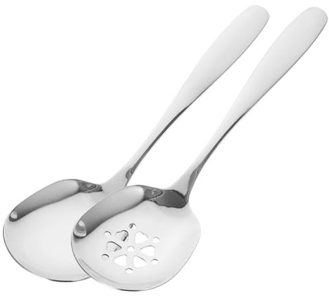 TOPPERFUN 2piezas Cucharas De Buffet De Inoxidable De Diseño Ranurado y Mango Utensilios De Cocina Para y Distribuir Alimentos Para Picnics y