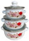 DimyFew 3X en émail avec Couvercle en émail Appareils de Cuisine avec Poignées Marmites de Cuisson à Ragoût de Haricots pour La, Rose