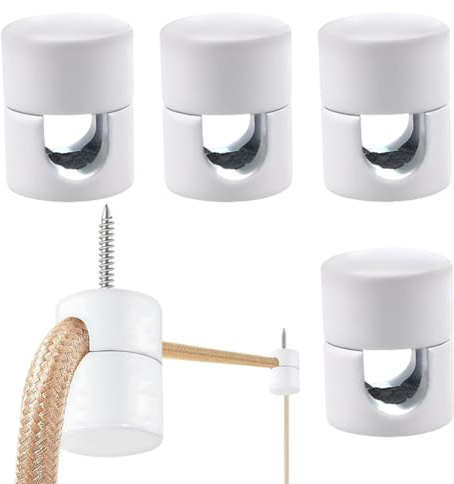 JRYXDS 4 Pezzi Decentratore Da Parete E Soffitto Per Cavi, Gancio Da Soffitto Con Viti E Tasselli, Supporto In Superficie Per Il Tuo Progetto Fai-Da-Te,Ø15X20 Mm