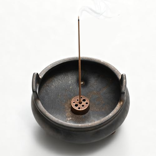 Urban Nest Ceramic Incense Holder – Glazed Incense Burner for Sticks and Cones (Iron Rust Glaze, 9.5×9.5×5.5 cm)