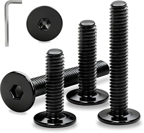 Ezitruz M6 Schrauben Schwarz Flachkopfschrauben Innensechskant M6x40 mm, 12 Stück Linsenkopfschrauben Edelstahl A2 V2A Möbelschrauben Vollgewinde Maschinenschrauben für Möbel Haushalt Reparieren