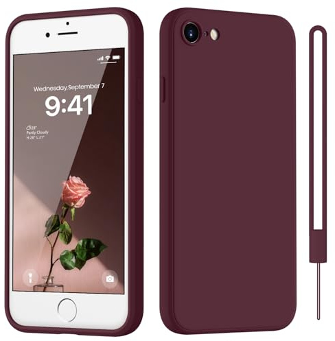 HGH für iPhone SE 3/2 (2022/2020), für iPhone 8/7 Hülle, Dunkel Rot | Handyhülle für iPhone 8/7/SE 3/2 Dünn Rundumschutz mit Microfiber-Innenfutter Kratzfest