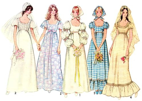 Schnittmuster der 70er Jahre, Braut- oder Abendkleid, Brustumfang: 86 cm