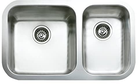 Teka BE 2C 785 - Fregadero Bajo Encimera de 90 cm, 2 Cubetas, Embellecedor de Rebosadero, Chapa de Gran Espesor, Accesorios de Fijación, Color Acero Inoxidable