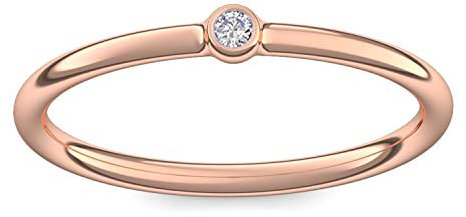 Vorsteckring Verlobungsring Rotgold Ring Zirkonia 585 + inkl. Luxusetui + Zirkonia Ring Rotgold Zirkoniaring Rotgold (Rotgold 585) - Slick one Amoonic Schmuck Größe 60 KA11 RG585ZIFA60