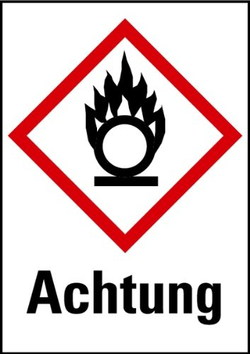 Aufkleber Brandfördernd Achtung GHS Etiketten 1 Bogen = 16 Stück 29x20mm
