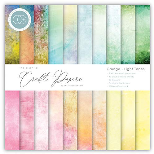 CRAFT CONSORTIUM LTD CCEPAD008B Papierblock, 15,2 cm, LT, Grunge-helle Töne, 20 Designs, Einheitsgröße, stück