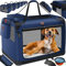 Lovpet® Transportbox Hund Katze Transporttasche XXXL 102x69x69cm | Hunde-Tragetasche Faltbare Katzentasche | Haustier-Transportbox inkl. Hundenapf & Schultergurt | für Katzen & Hunde Navyblau