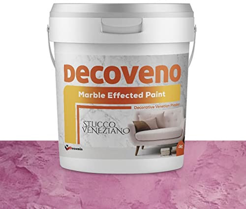 DECOVENO COLOR - Pintura decorativa con efecto mármol, 4 kg, estuco veneciano auténtico, yeso a base de agua, acabado liso brillante (rosa)
