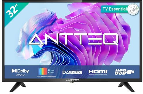 Antteq AB 32D1 Fernseher 32 Zoll (TV 80 cm), Dolby Audio, LED, Triple Tuner DVB-C / T2 / S2, CI+, HDMI, USB, digitaler Audioausgang, incl. Hotelmodus, 2024