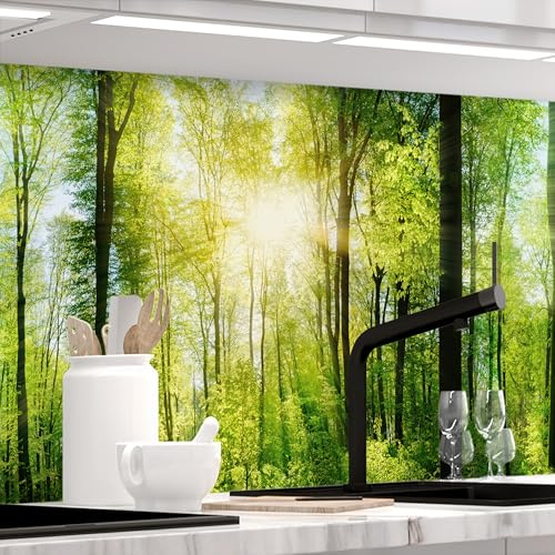 Stickerprofis Küchenrückwand Matt selbstklebend - WALD - 0.5mm versteifte PET Folie, zuschneidbar, Spritzschutz PRO 60 x 80cm