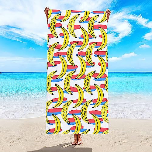 Epinki 70x150CM Strandhandtuch Jungen Teenager, Banane Strandtuch aus Mikrofaser, Sporthandtuch Duschtuch Sauna Groß Strandtücher für Strand/Poolside/Strandstühle - Gelb Rot Blau