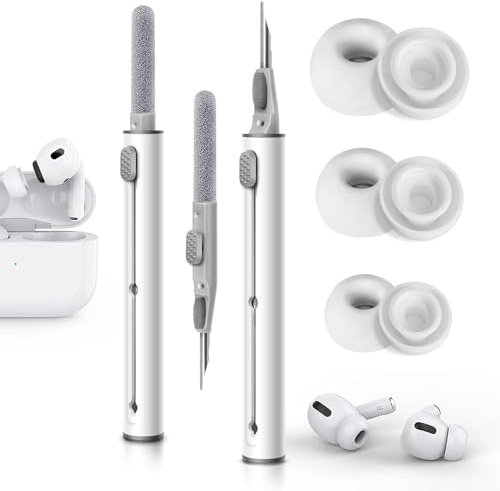 Dsclavacy 3-Pair Replacement Ear Tips for AirPods Pro & 2nd Gen with Noise Reduction Hole, Cleaner Kit, Built-in Dust Guard Screen, 3 Sizes (S/M/L)