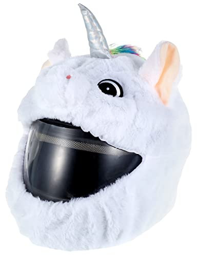 Schutzhülle für Motorradhelm, Plüsch, lustig, Motorradhelm, Schutz gegen Staub, Stöße, Kratzer, Zubehör für Motorradhelme (Einhorn)