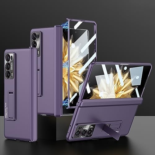COQUE Custodia Honor Magic V2 con Pellicola Temperata,Guscio all-Inclusive Pieghevole incernierato,Cover Telefono Pieghevole per Honor Magic V2-Porpora