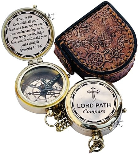 MAI Lord's Path Kompass – Religiöse Geschenke für Männer, Taufgeschenke für Jungen, Kommunion, Konfirmation, christliche Geschenke, Abschlussfeier, katholisch, personalisiert, sentimental,