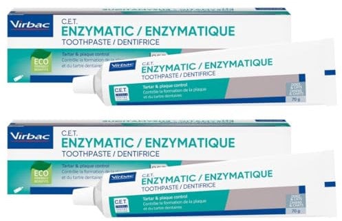 Enzymatic Toothpaste Dual Pack | Eliminates Bad Breath by Removing Plaque & Tartar Buildup | Best Pet Dental Care Toothpaste | Poultry Flavor, 2 x 70g Tube
