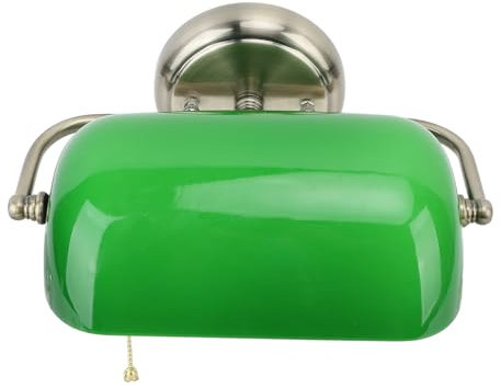 Garosa Banker-Lampe, Wandleuchte, Beleuchtungskörper, Retro-Banker-Lampenständer mit Zugschalter, Verstellbarer Glasschirm, Als Ergänzung für Zimmer, Nachttisch, Flur