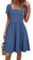Newshows Sommerkleid Damen Knielang Strandkleid Sommer Outfits Kleid Elegant Kurz Partykleid Mit Taschen Blau