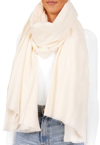 BRUBAKER Cashmirillo Schal - Übergroßer Winterschal für Damen und Herren - 100 x 200 cm - Warm und Kuschelig - Deckenschal für Herbst/Winter - Herbstschal für weiches Kaschmir-Gefühl - Weiß