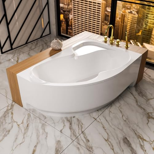 ECOLAM Badewanne WELA 160x100 rechts Schürze Thermobadewanne Isolierung | direkt vom Hersteller Top Qualität ecoThermoPro Wärmeschutz echtes Sanitäracryl Ablauf Füße im Set