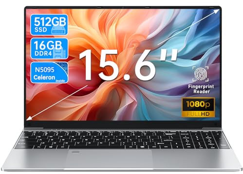 FUNYET Ordinateur Portable 15.6 Pouces 16+ 512 Go Soutien Extension 1TB (HDD-2TB) 4 cœurs Celeron N5095 (jusqu'à 2,9 GHz) 1920x1080IPS PC Portable,Laptop WiFi,Convertible 180 ° BT4.2 Mini HDMI